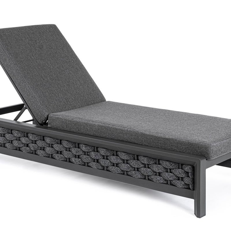 OTAVIO ANTRACYTOWY ALUMINIOWY LEŻAK OGRODOWY Z PODUSZKAMI I KÓŁKAMI
