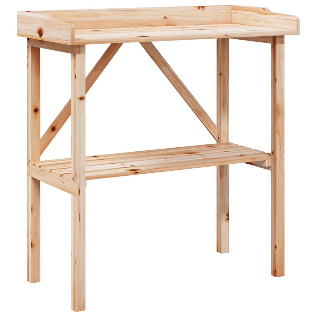 Table à plantes avec étagère 78 x 38 x 82,5 cm bois de sapin massif - 2