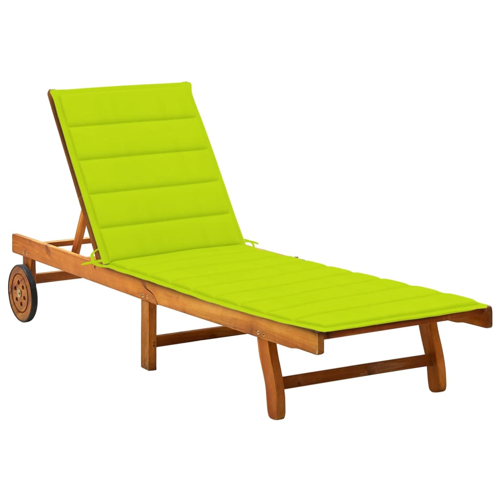 Lettino Prendisole da Giardino | Sedia a Sdraio | Chaise Longue con Cuscino Massello di Acacia CFW53697 - 2