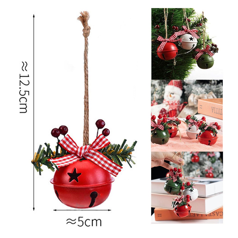 Paquet de 18 ornements de cloches de Noël rouges, blancs et verts, pendentifs de cloche d'arbre de Noël, décorations d'arbre de Noël - 2