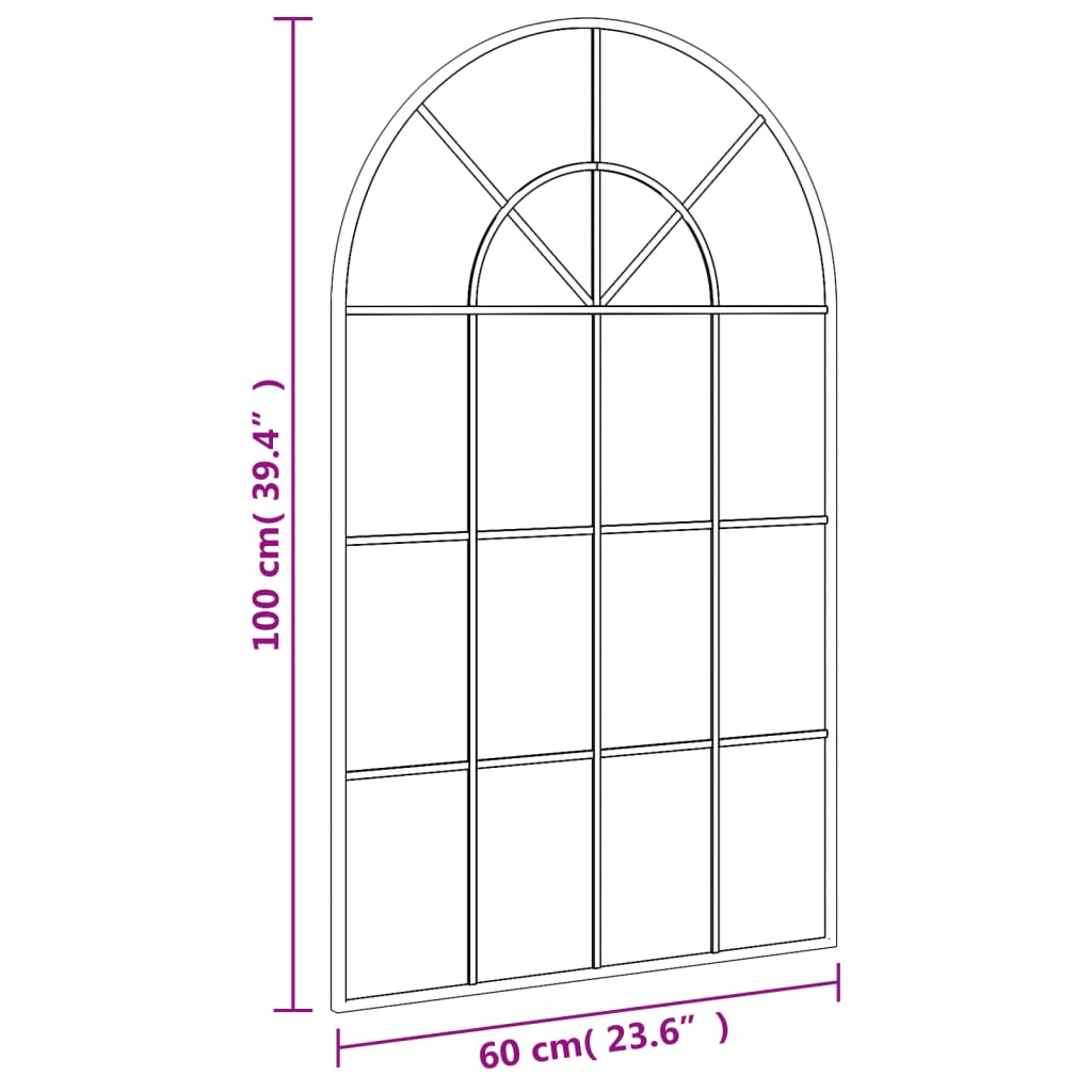 Miroir mural noir 60x100 cm arche fer - 6