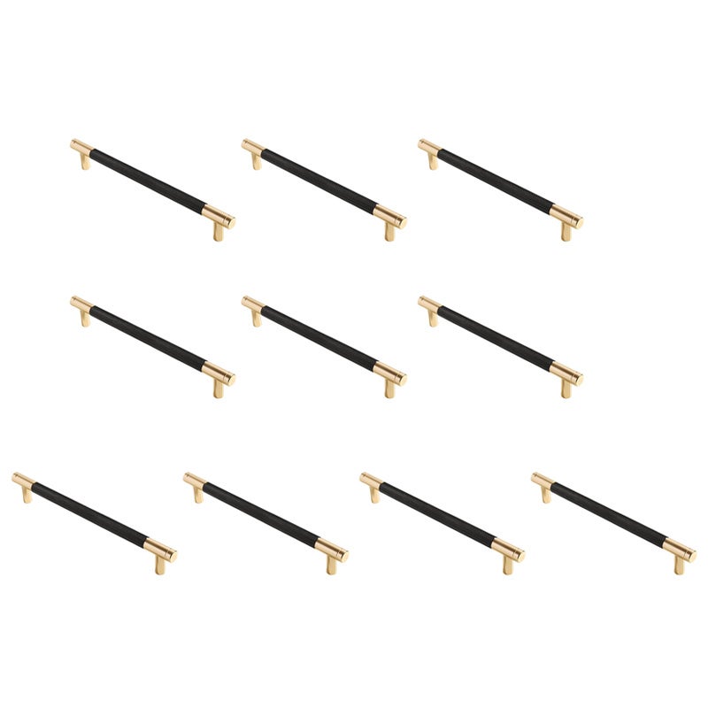Uchwyty meblowe radełkowane, uchwyty do szafek kuchennych, uchwyty do szuflad, rozstaw osi 160 mm, 10 sztuk (złote + czarne)