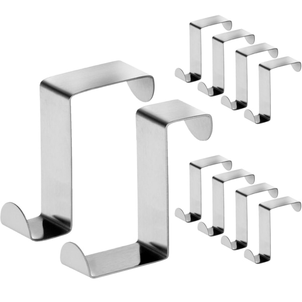 Rewersyjne haczyki do drzwi i szafek, 10 sztuk w kolorze srebrnym