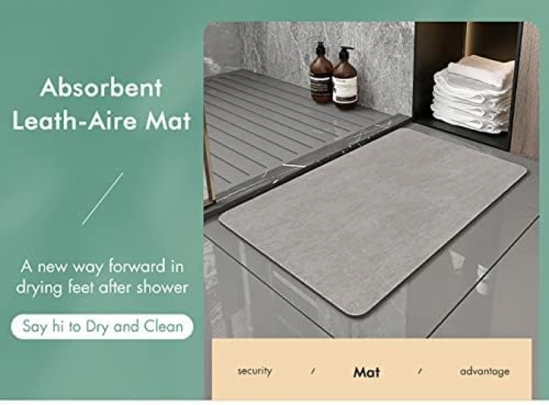 Tapis de bain à séchage rapide en terre de diatomées (60 x 90 cm) Gris - 5