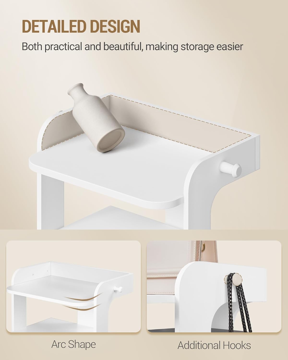 Étagère à Chaussures, Meuble à Chaussure à 10 Niveaux, Étagère de Rangement avec Crochets, Réglable, Peu Encombrante pour L'entrée, Couloir, Blanc - 4