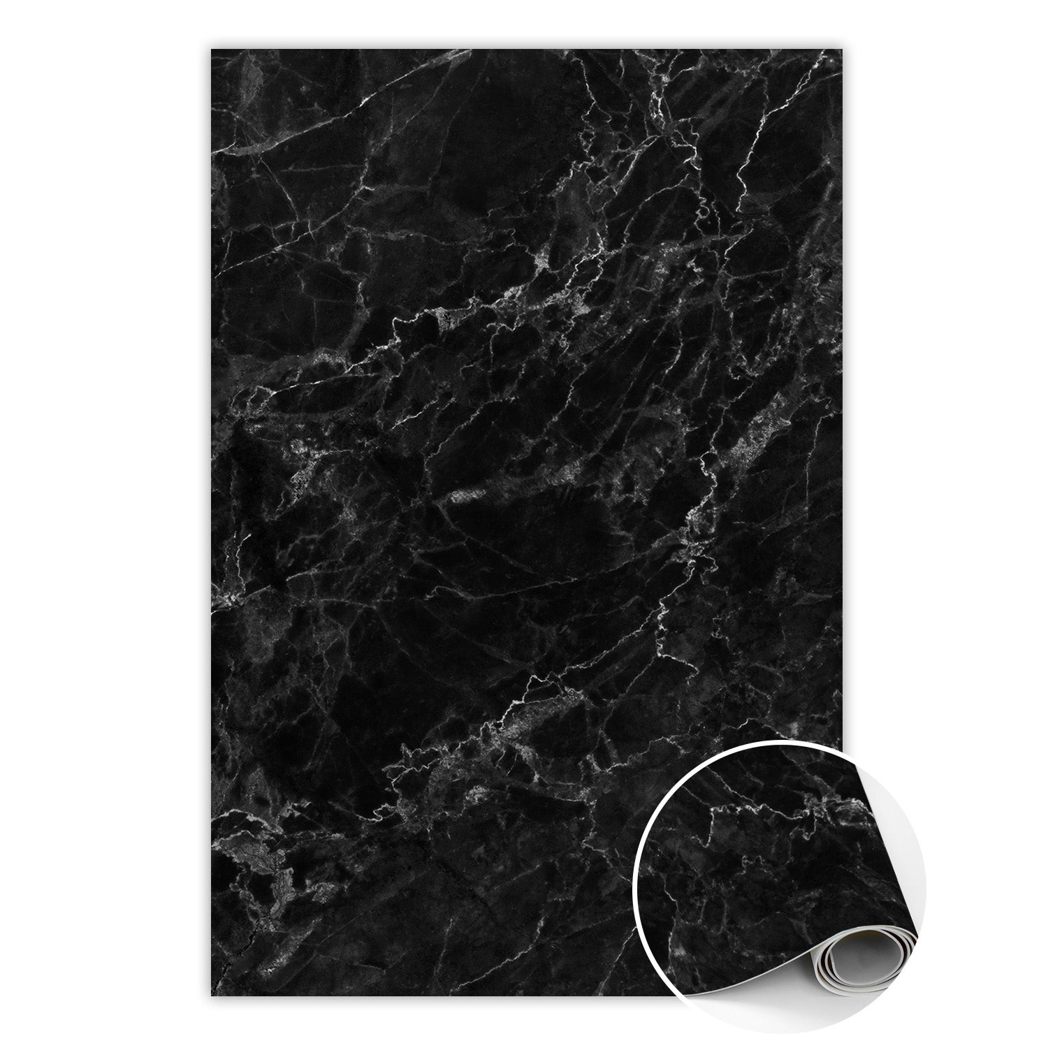 Dywan winylowy czarny marmur, mata winylowa glamour dekoracyjna 60x90 cm – Tulup