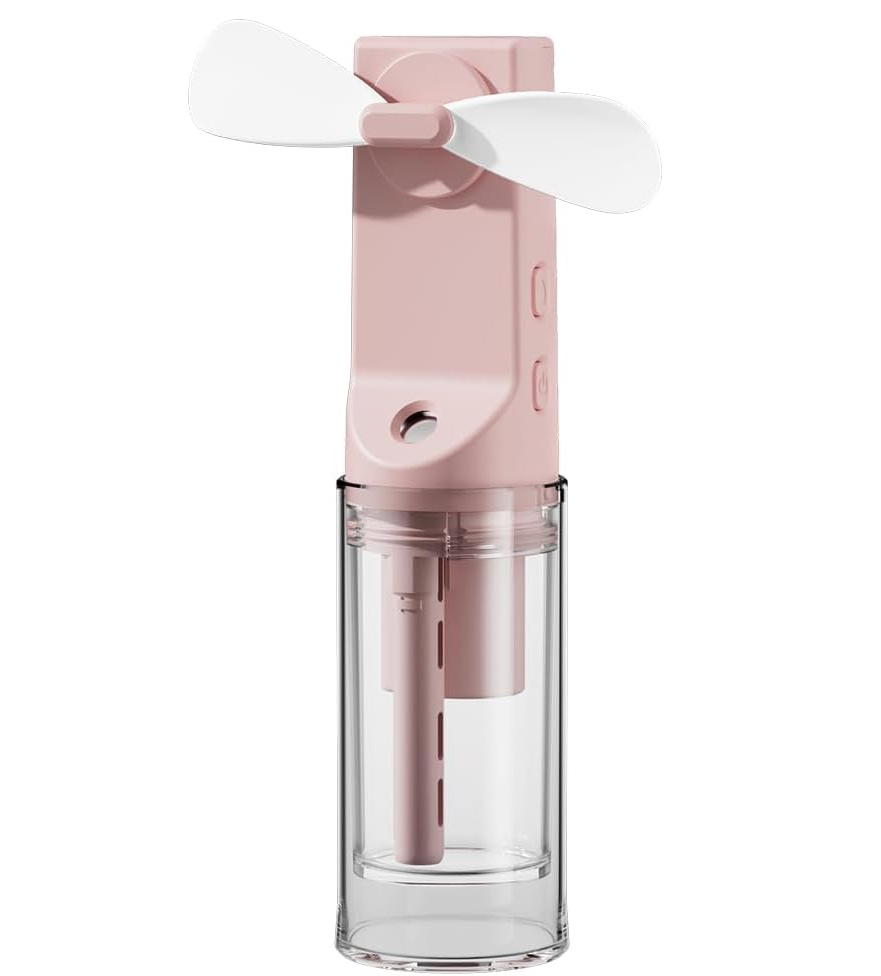 Przenośny, akumulatorowy wentylator z 4 regulowanymi ustawieniami, idealny w podróży, w biurze i na kempingu (różowy)