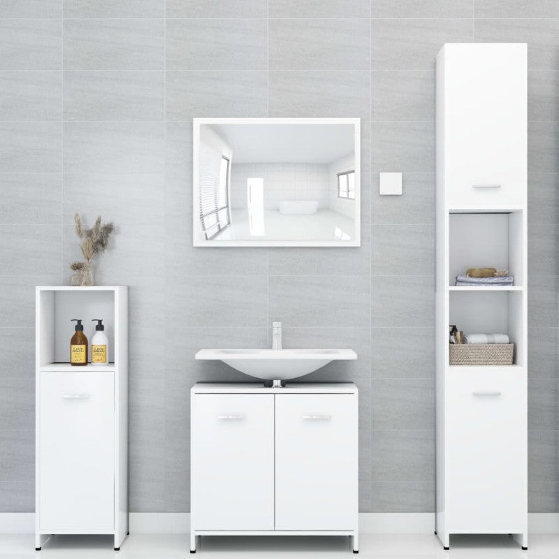 vidaXL Mobile da Bagno Bianco 30x30x183,5 cm in Legno Multistrato - 4