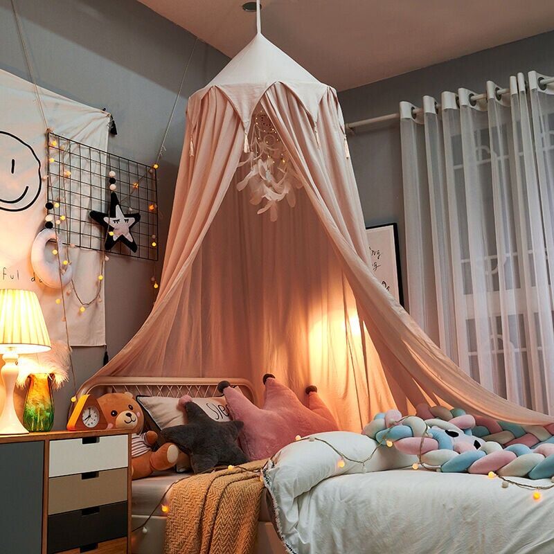 Auvent De Lit Double Couche Noir 40x106 - Dôme Rond Princesse Pour Fille
