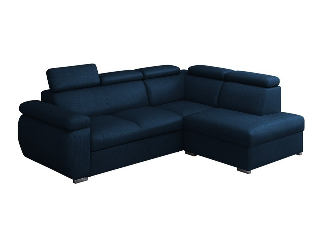 Sofá rinconero columbus 161, azul, función de descanso, caja de ropa de cama, 260x200x85cm