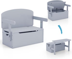 Tavolo e sedia per bambini in 1, panca portagiochi in legno con