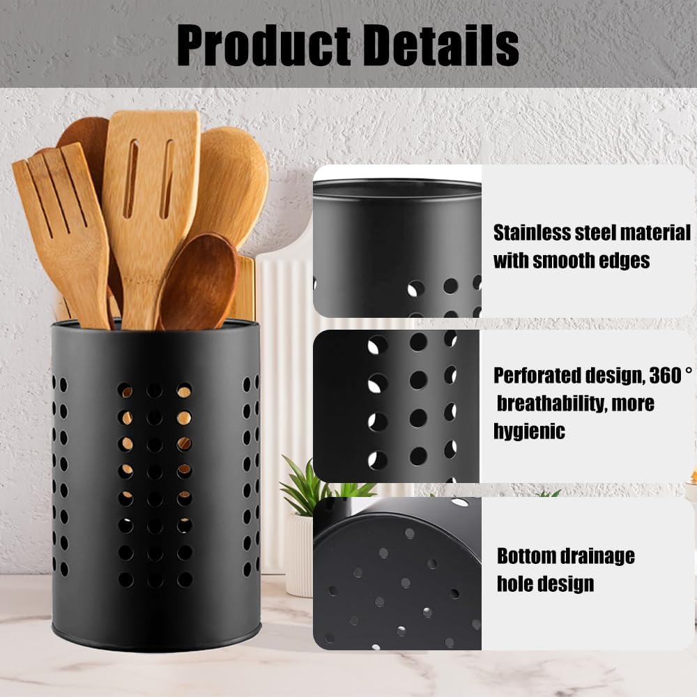 Étagère de rangement pour ustensiles de cuisine, 2 paniers/supports à couverts en acier inoxydable, utilisés pour organiser les ustensiles. - 6