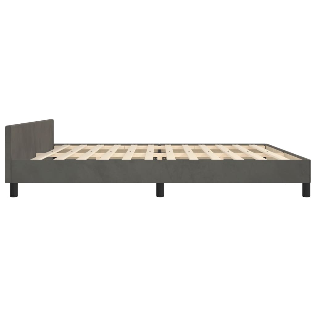 Cadre de lit sans matelas gris foncé 200 x 200 cm en velours - 7