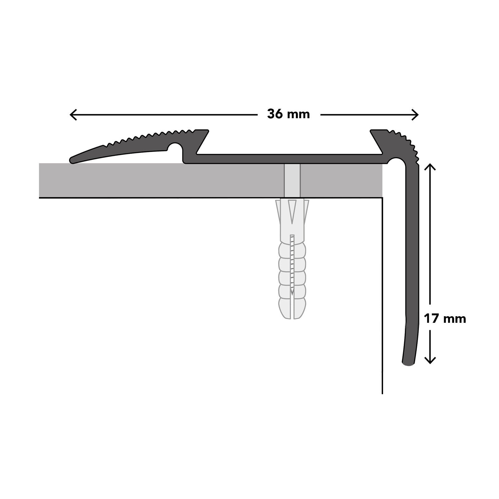 Seuil d'escalier Glory Aluminium anodisé Forme: L Bronze foncé L 134 cm - 4
