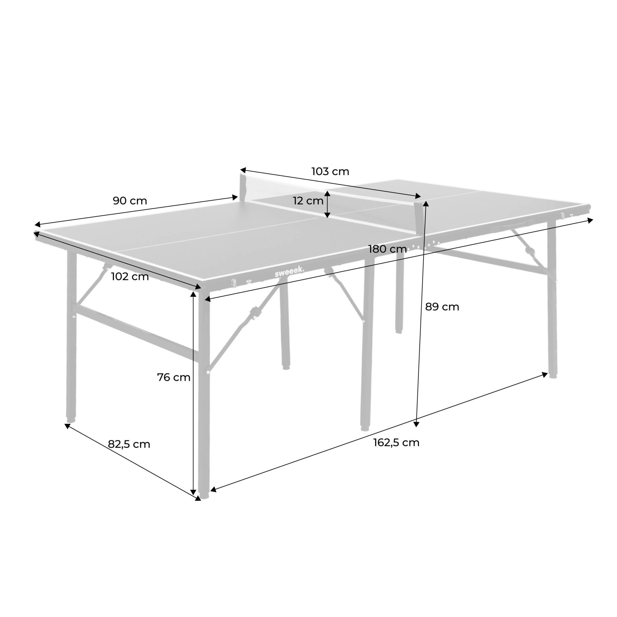 Table de ping pong d'intérieur médium. noir. avec 2 raquettes et 3 balles TABLE DE PING PONG MEDIUM PLIABLE - 4