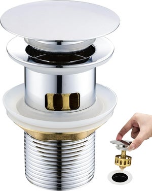 Tappo Scarico Lavabo Magnetico A Scomparsa In Acciaio Inox | Con Cestello Filtrante Anti Capelli | Per Fori 28-45 Mm - 2