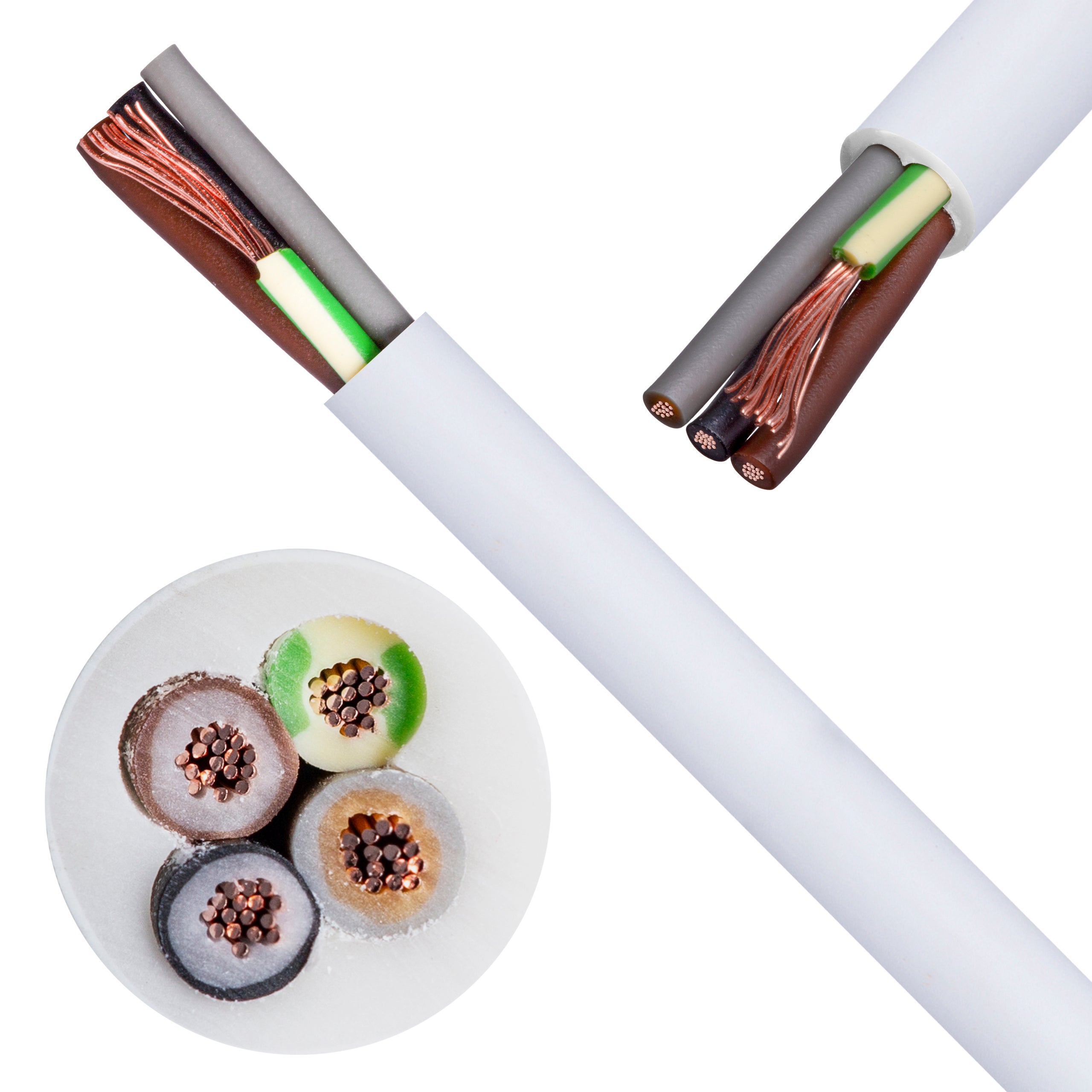 Kabel mieszkaniowy OMY / H03VV-F 4x0,5mm2 biały 300/300V giętki linka Elektrokabel 500m