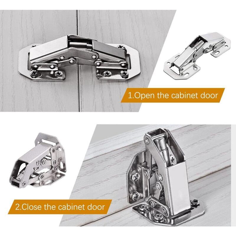 10 PCS Charniere Porte Placard avec Vis, 3 Pouces 90°Charniere Meuble pour Armoires de Porte Cuisine - 2