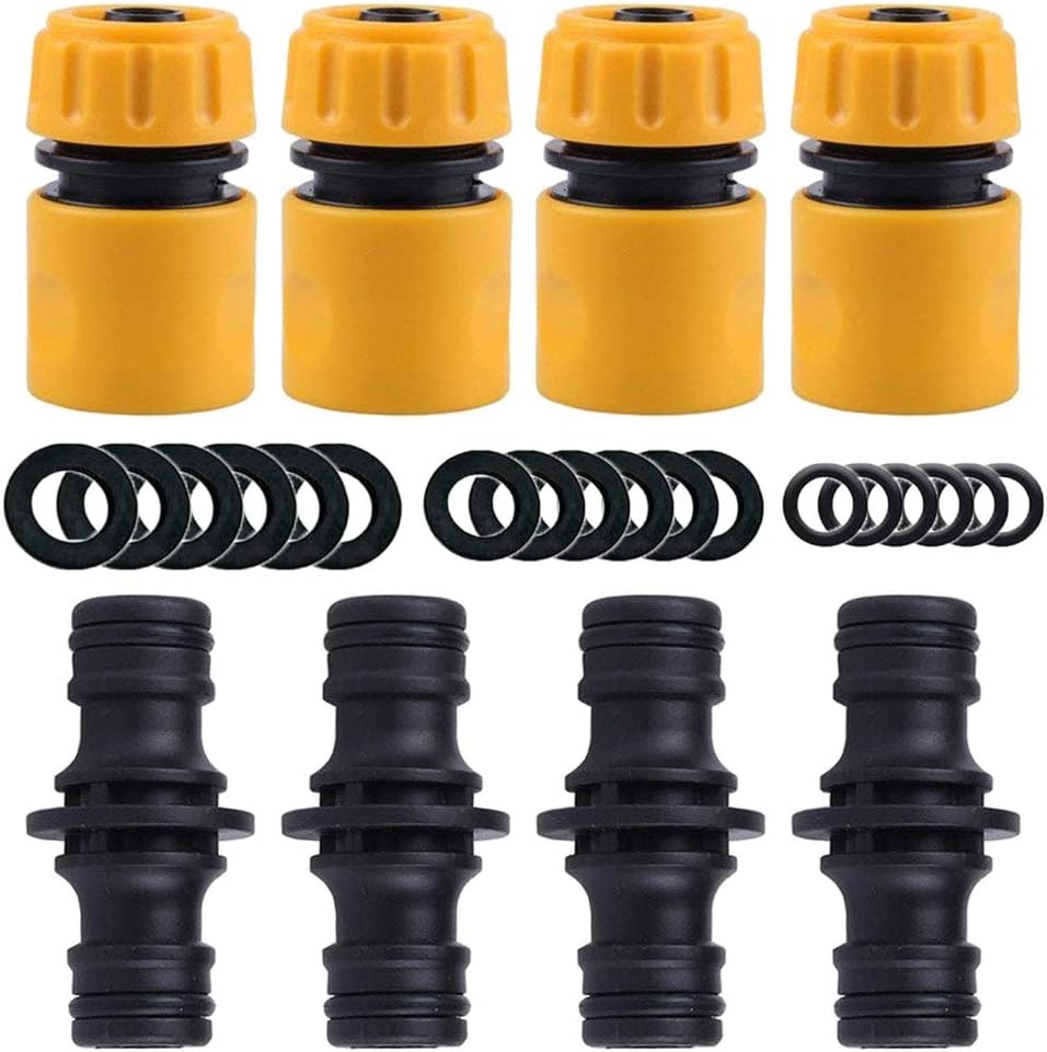 8-pak złączek do węży ogrodowych – zawiera 4 końcówki węży i 4 podwójne męskie przedłużki do węży