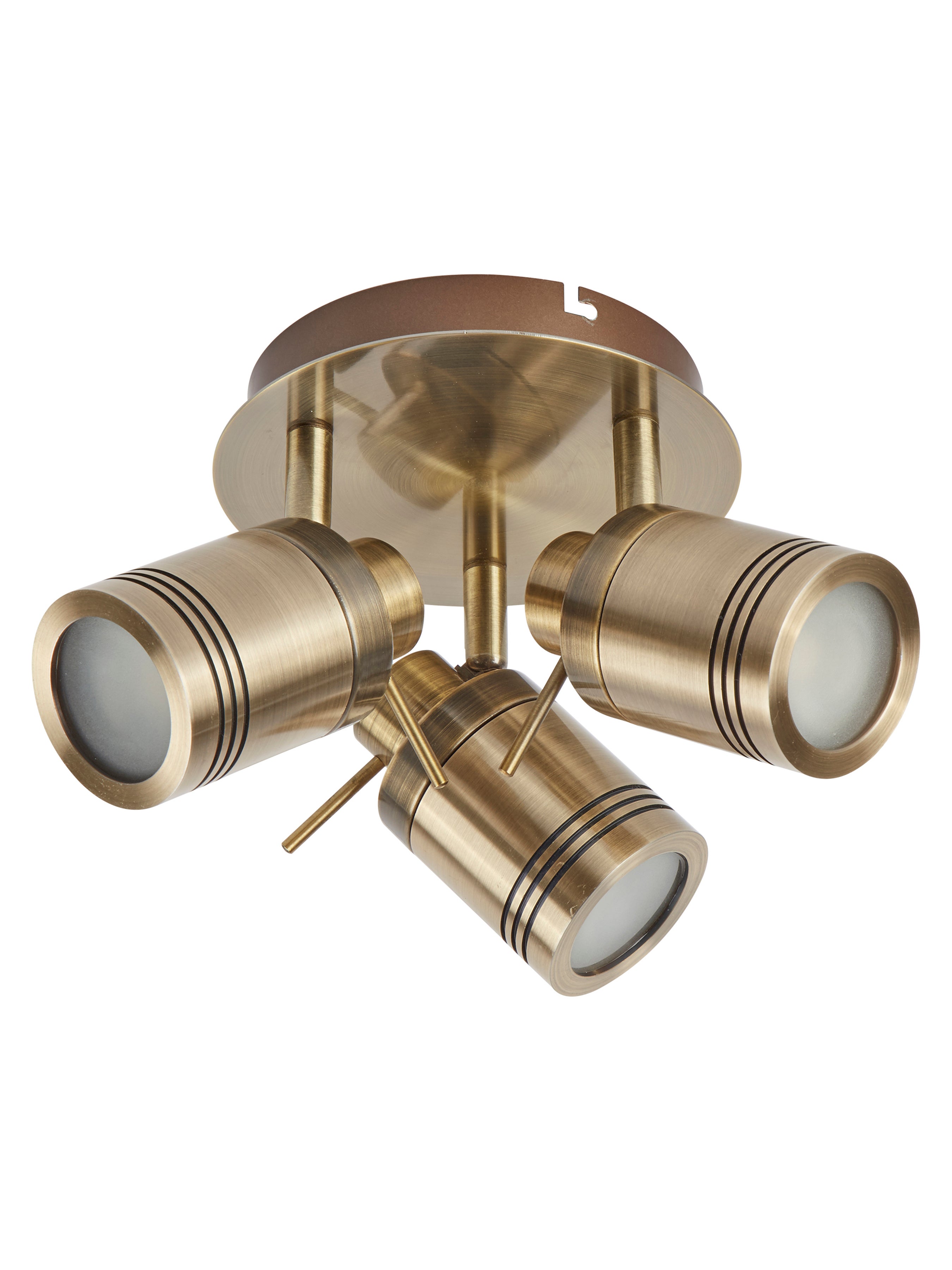 Plafonnier Rond 3 Spots SAMSON métal laiton antique IP44 SDB CLII GU10 3x5W Led max diamètre 28cm - 2