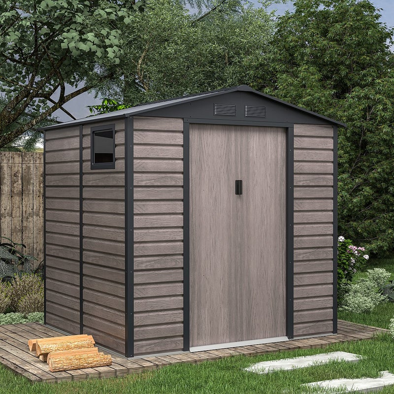 Wiata ogrodowa ADELMO ze stali galwanizowanej, drewnopodobnej – kolor szary – 4,15 m²