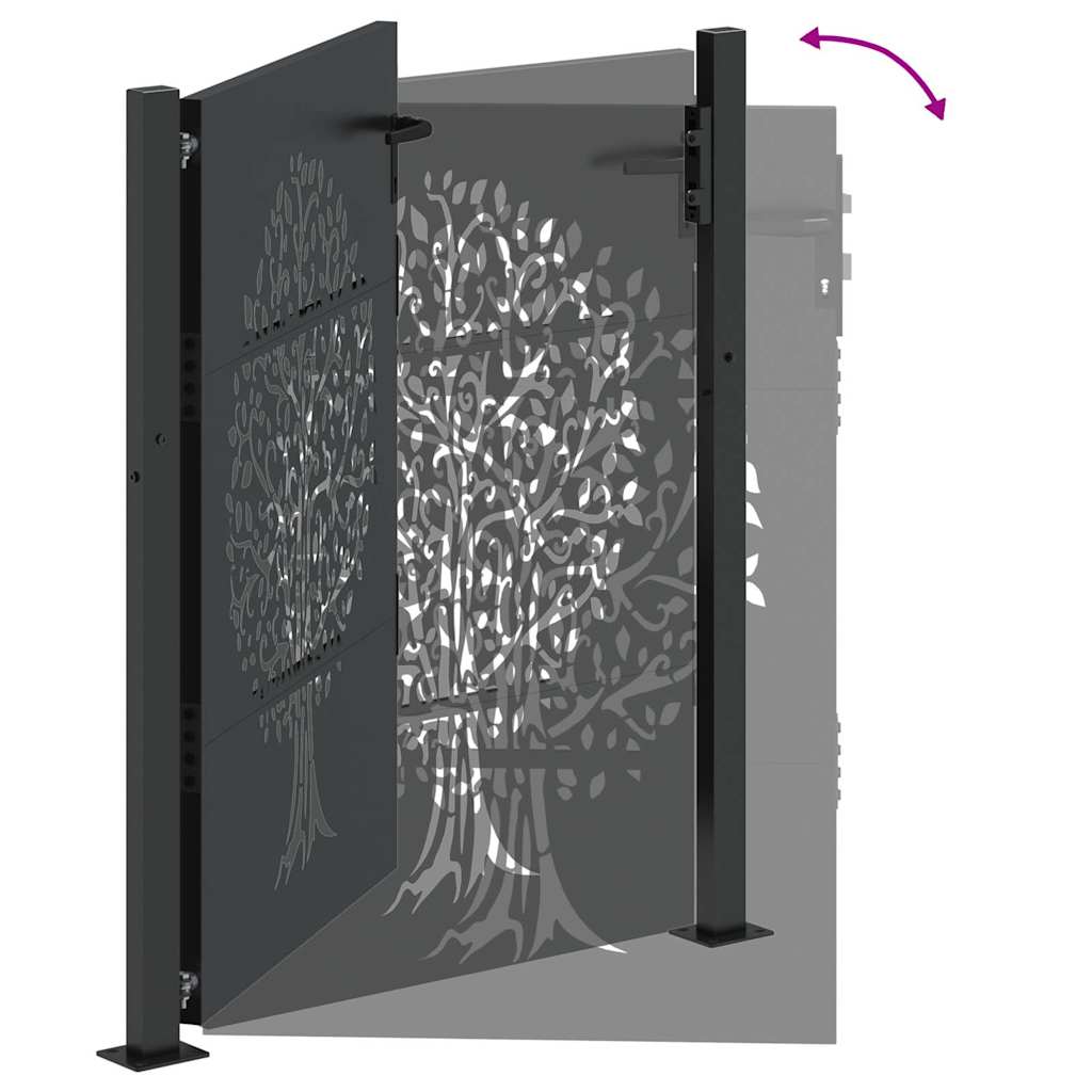 vidaXL Porte de Jardin Noir 110 x 155 cm Acier peint par poudre - 9