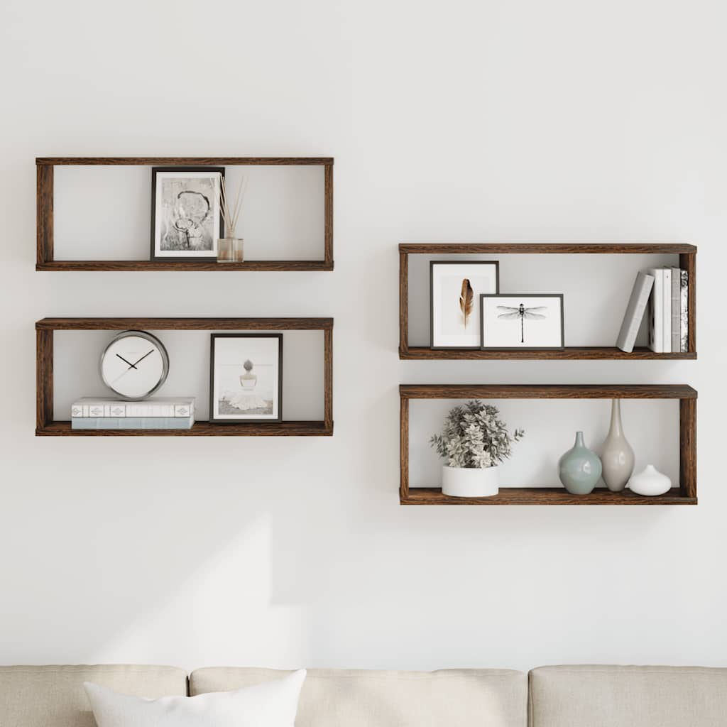 Maison exclusive - estantes cúbicos de pared 4 uds madera roble ahumado 60x15x23cm