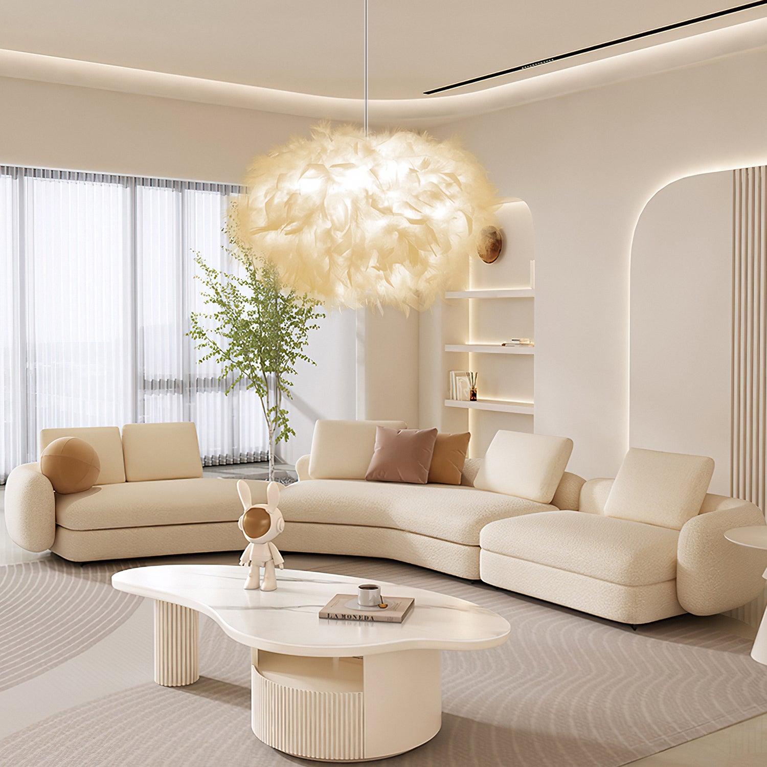 Lampada A Sospensione A LED Moderna - Bianco, 20W, 4000K Luce Neutrale, Regolabile, Per Soggiorno E Sala Da Pranzo