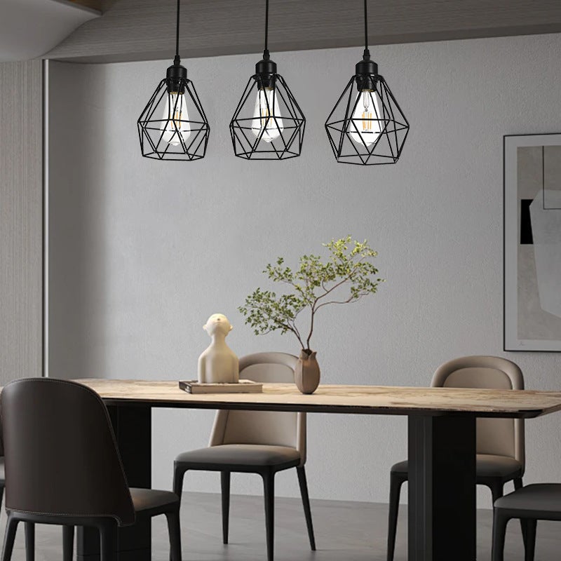 Lustre à 3 têtes, suspension vintage, plafonnier rustique, suspension en métal, éclairage d'îlot, hauteur réglable, 55 cm - 7