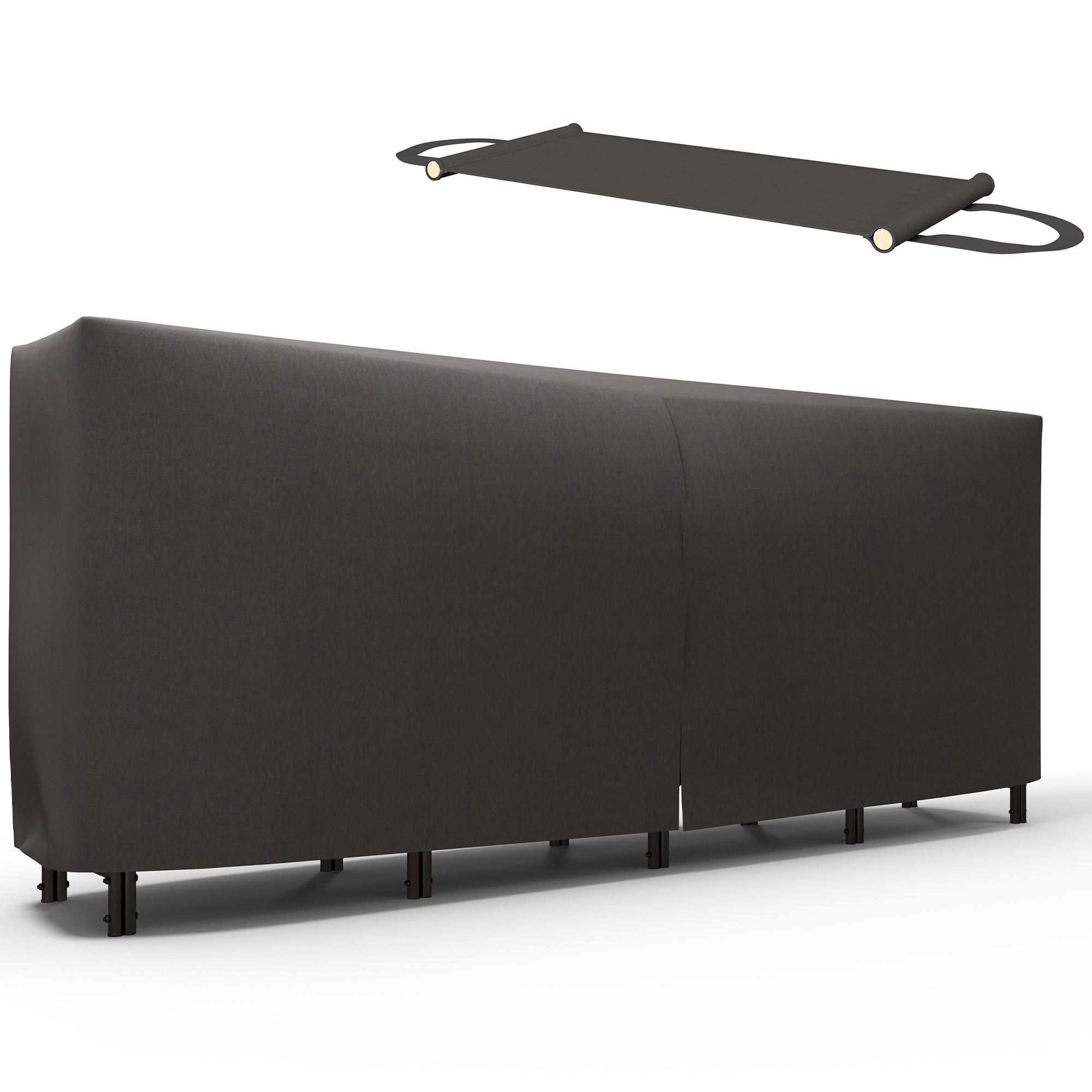 Portalegna Da Interno/esterno Outsunny | 240x36x99 Cm, Capacità 0,67 M³ | Con Copertura Impermeabile E Telo Trasporto