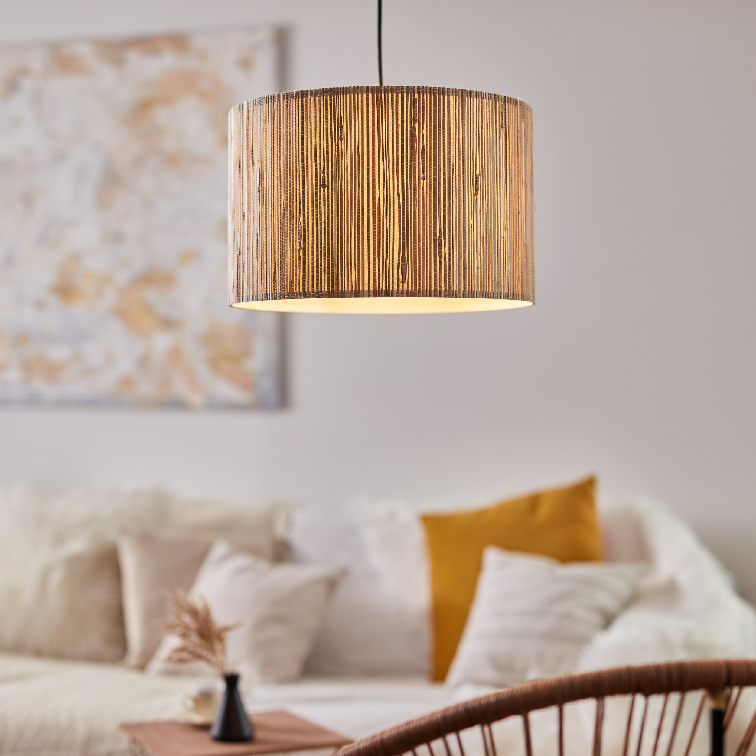 BRE-Light Maureen lampa sufitowa LED 20x20cm czarny metal/czarny bambus 12W zintegrowana dioda LED - 9