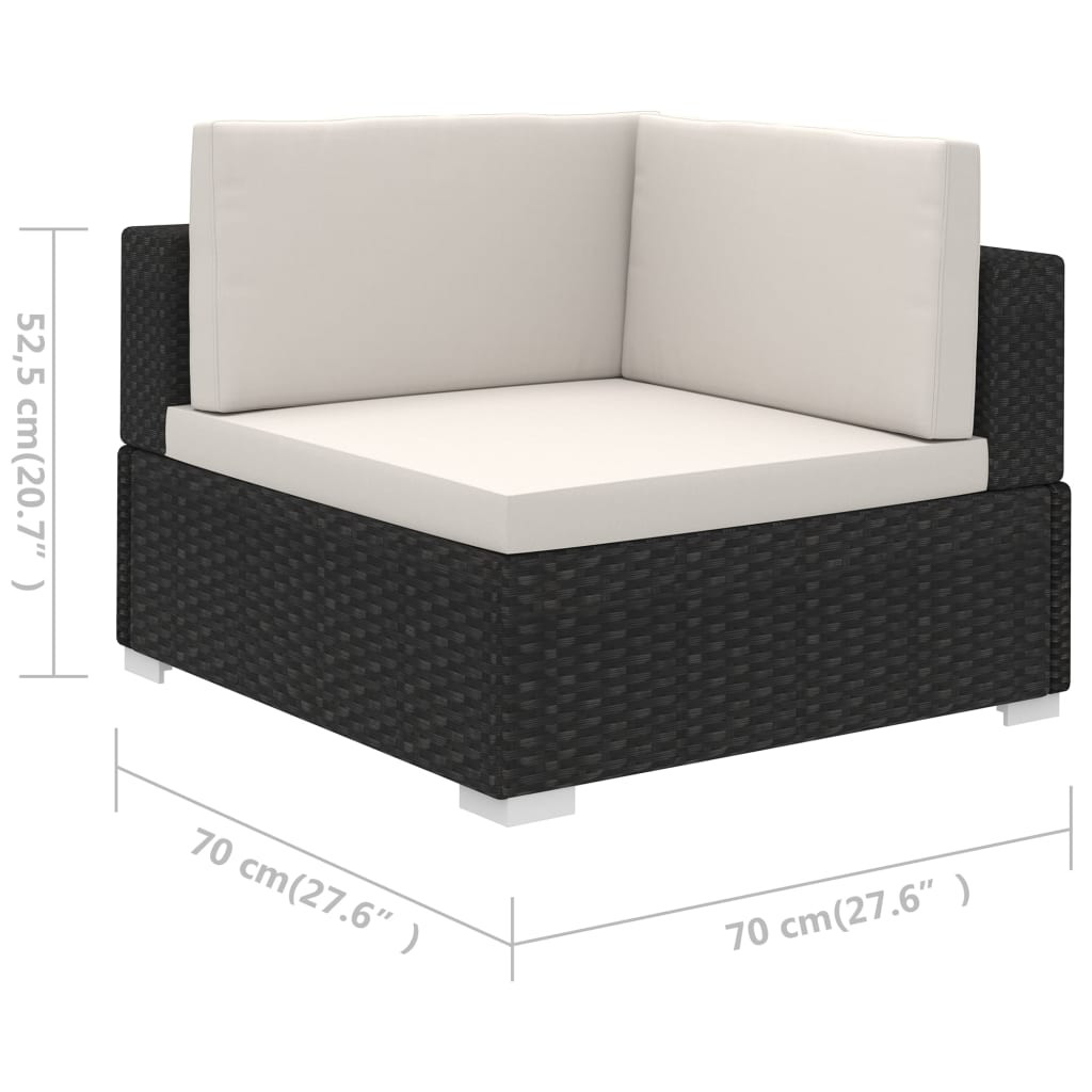 Maison Exclusive - Set Divani da Giardino 6 pz con Cuscini in Polyrattan Nero - 8