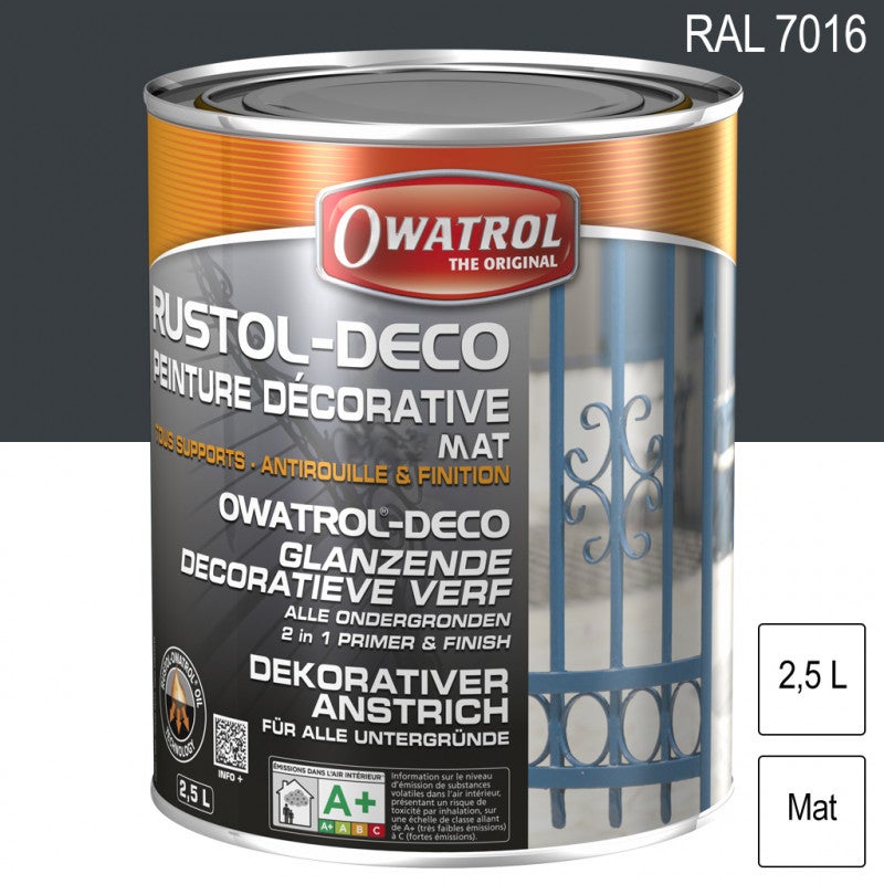 Peinture décorative antirouille Rustol Deco RAL 7016 Gris anthracite — free download