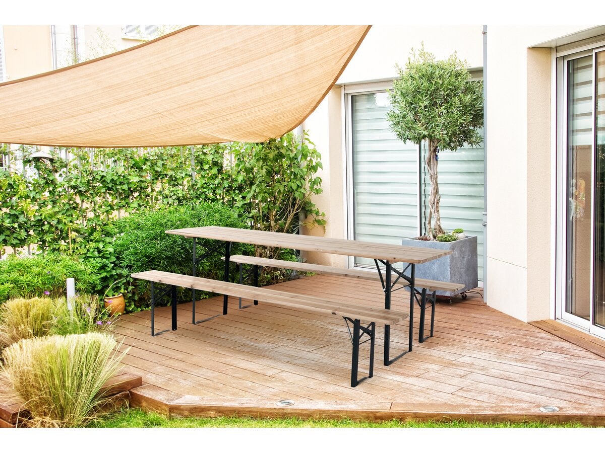 Mesa dobrável de jardim brasserie com 2 bancos 