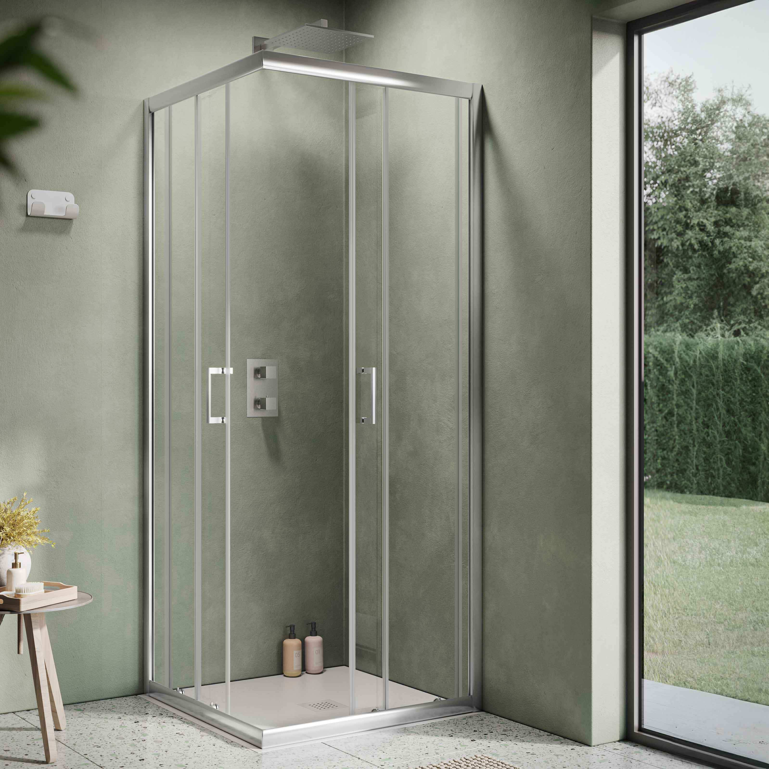 Siro - Box doccia ad angolo 100x70 cm 2 ante scorrevoli cromo/trasparente - 3