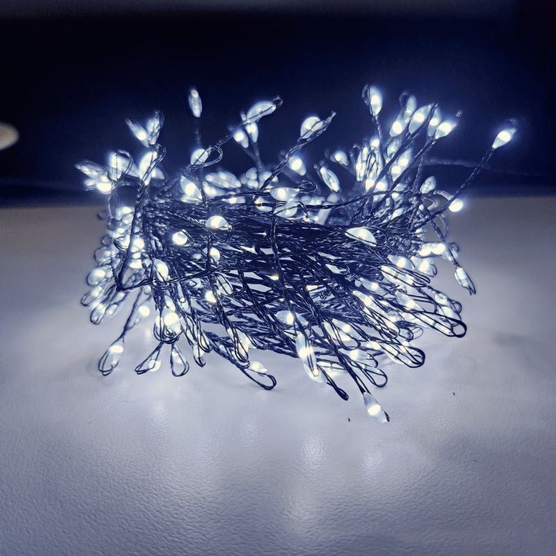 Świąteczne lampki LED, lampki choinkowe, czarny kabel, białe światło, 3 metry, 100 lampek