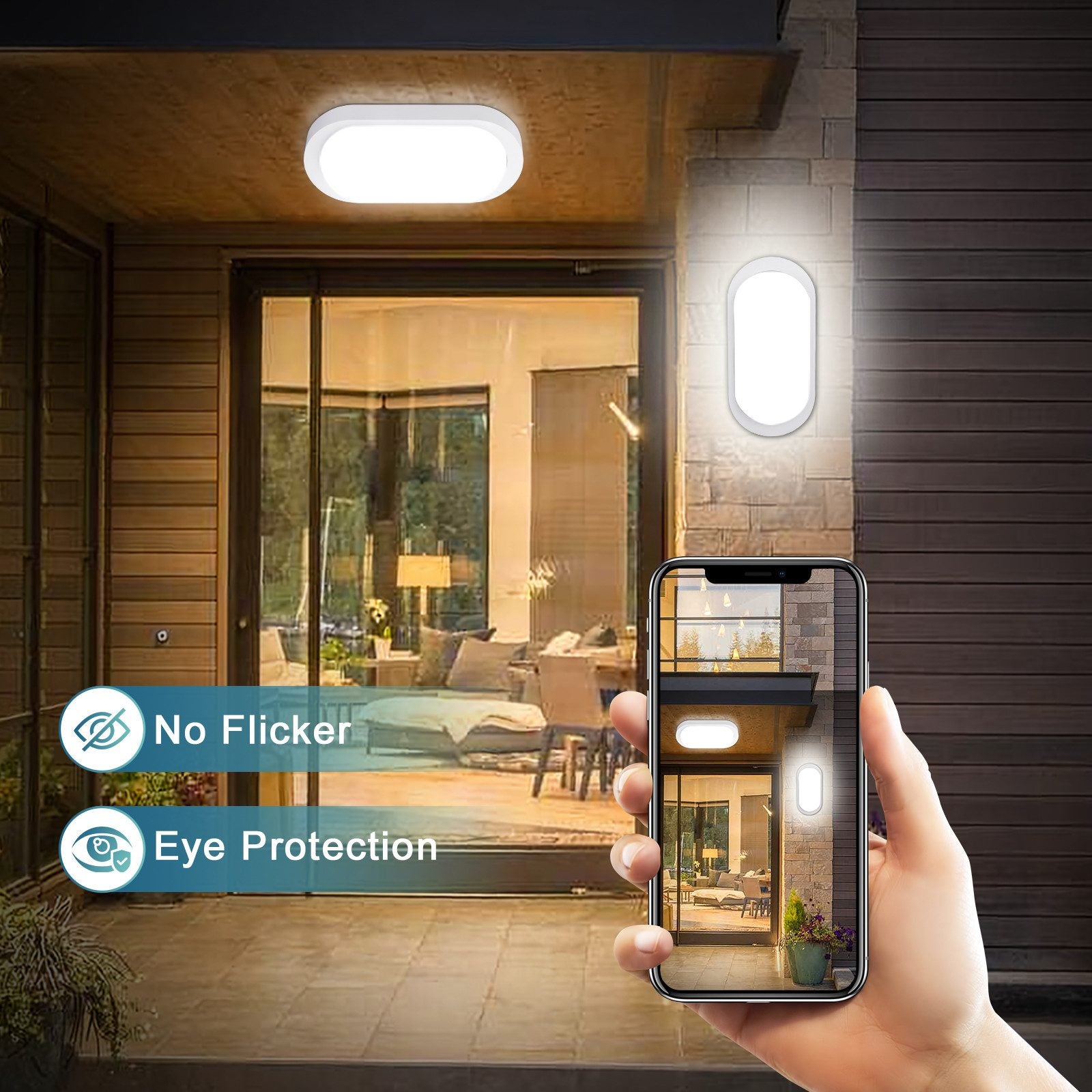LOVHAUS Lot de 2 Applique Murale LED Extérieure à Détection de Mouvement 12W,IP65 LED Projecteur Mural Extérieur 4000K pour Jardin,Garage,Parc - 5