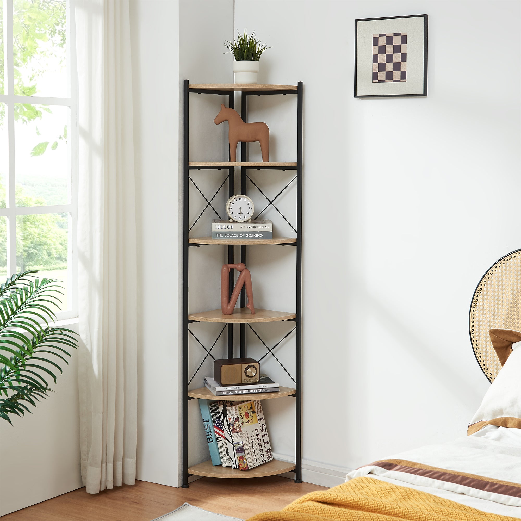 Étagère à plantes Ulfborg 6 niveaux 160 x 30 x 30 cm effet bois noir [en.casa] - 5