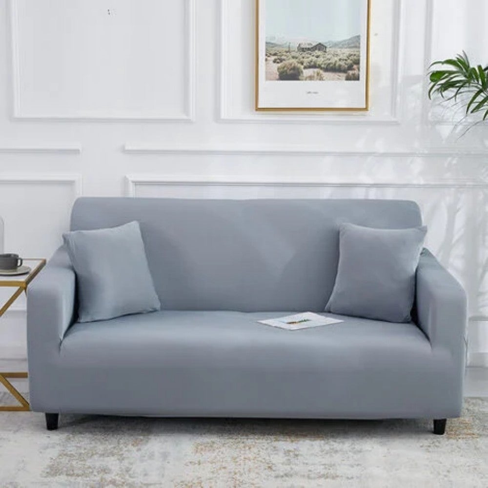 Copridivano Elasticizzato In Ciniglia Pet Friendly – Antiscivolo, Copertura Totale Con Bordo Elastico, Grigio Scuro Per 2 Posti