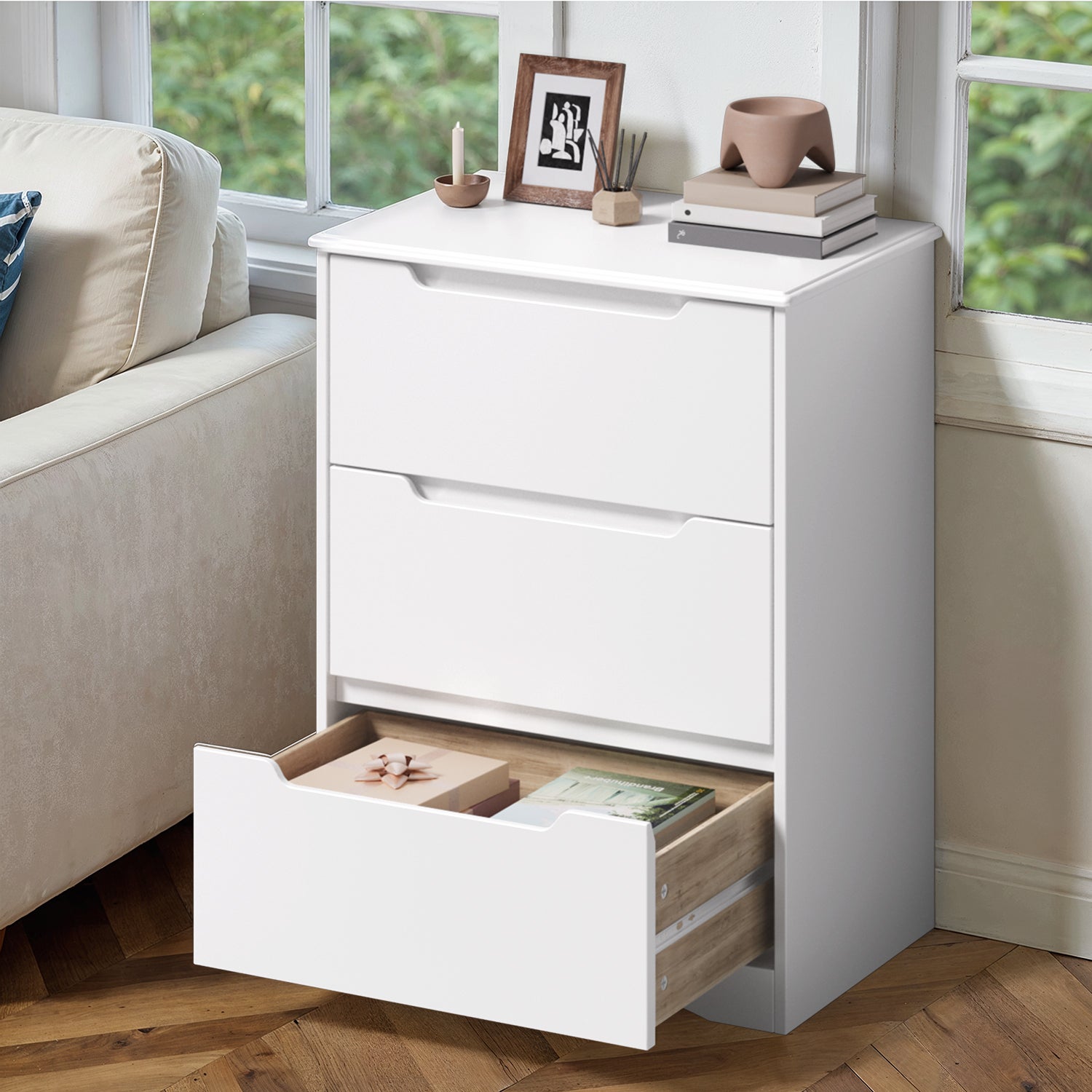 Bealife Cassettiera a 3 cassetti, bianca, 62 x 41 x 82 cm - 5