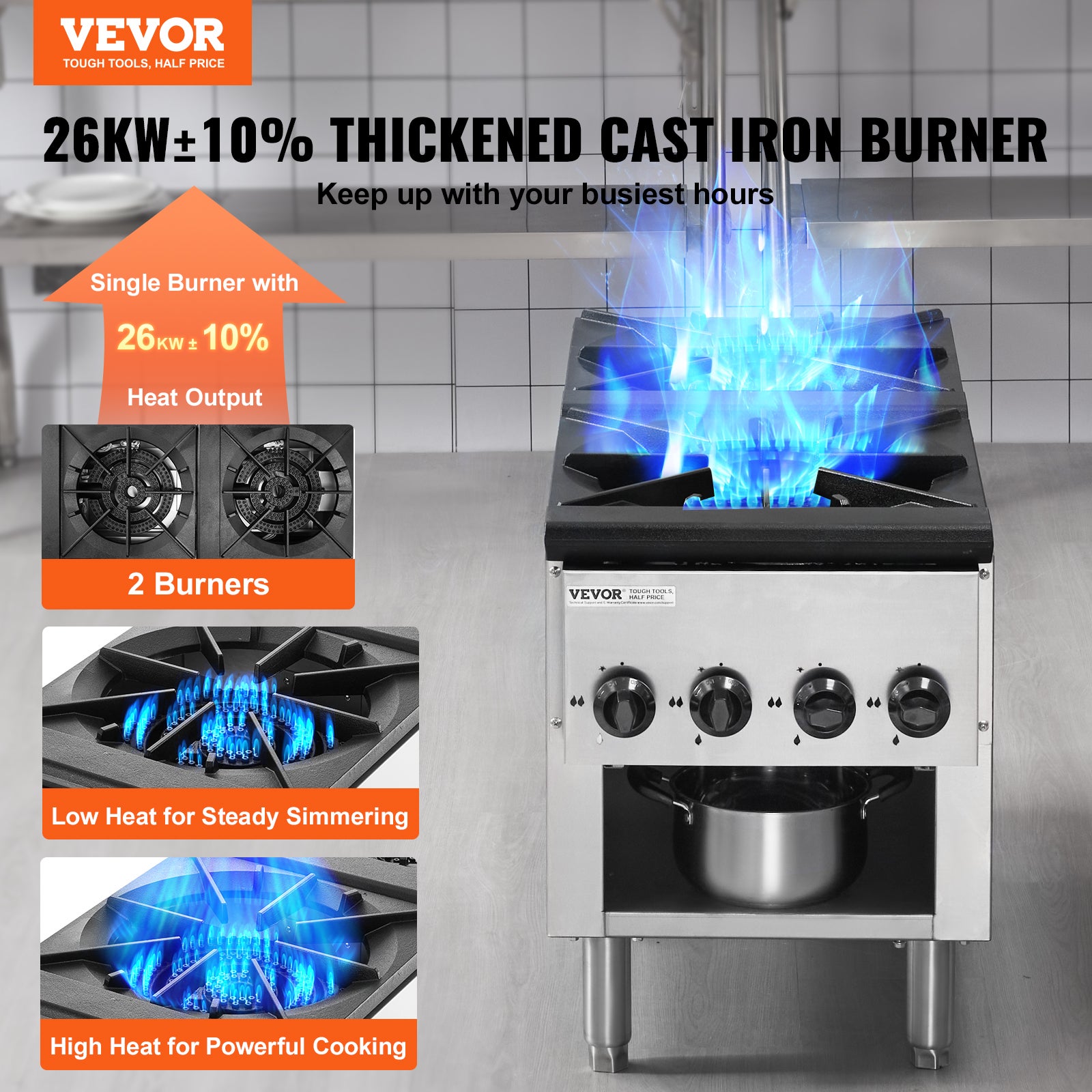 Cuisinière à Gaz 5 Brûleurs - 2,5 KW Par Brûleur, Acier émaillé, Pour Camping, Jardin, Pêche