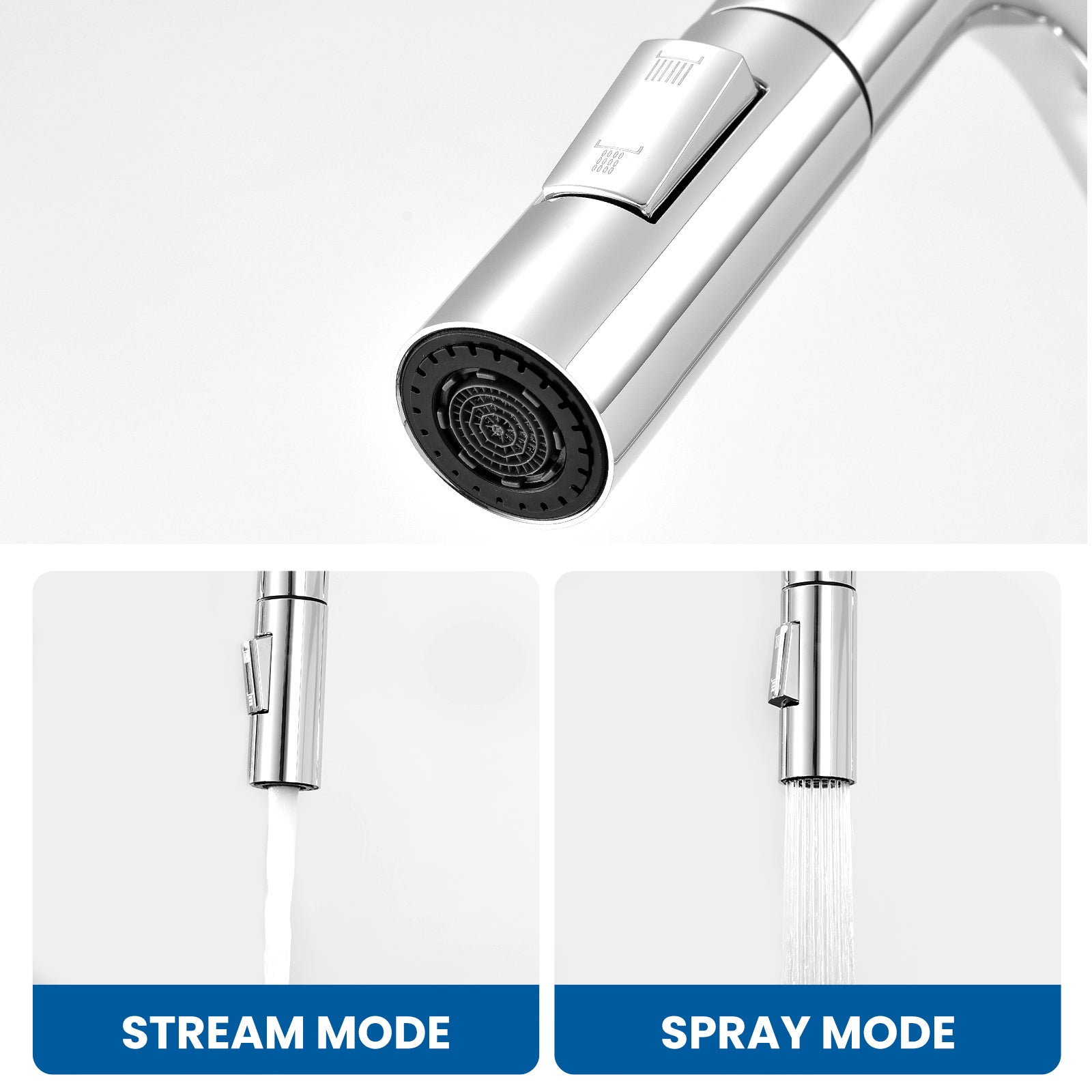 Robinet Cuisine avec Douchette Brossé gris anthracite, Mitigeur de Cuisine avec 2 Modes de Pulvérisation, Robinet d'évier Eau Froide/Chaude - 9