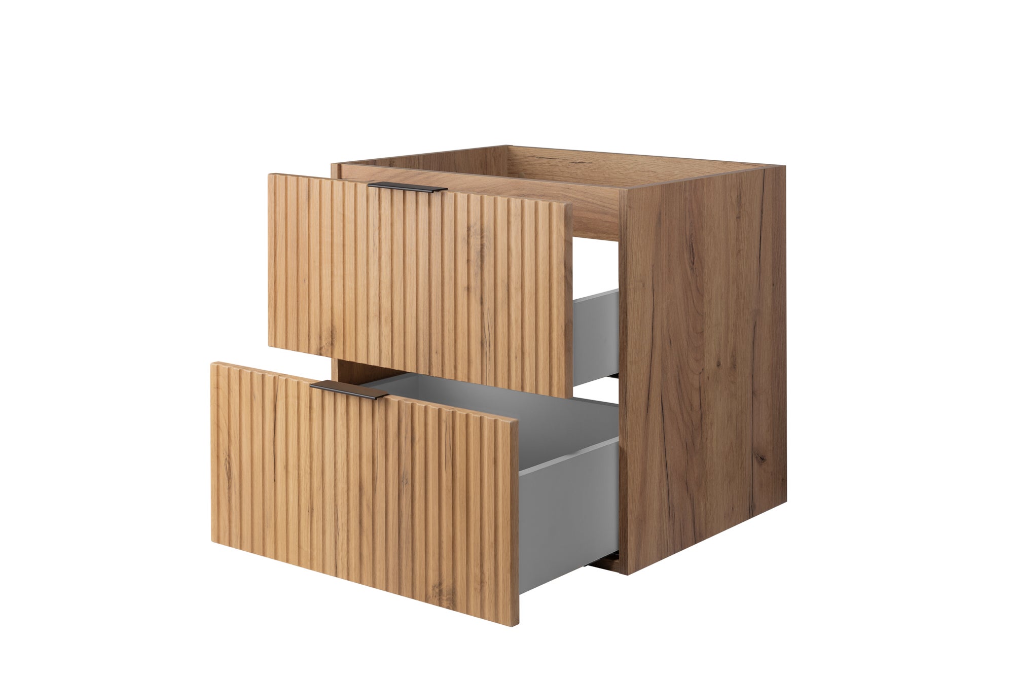 Zestaw łazienkowy FLOW 100 cm dąb craft czarny z regałami blat w zestawie - 3