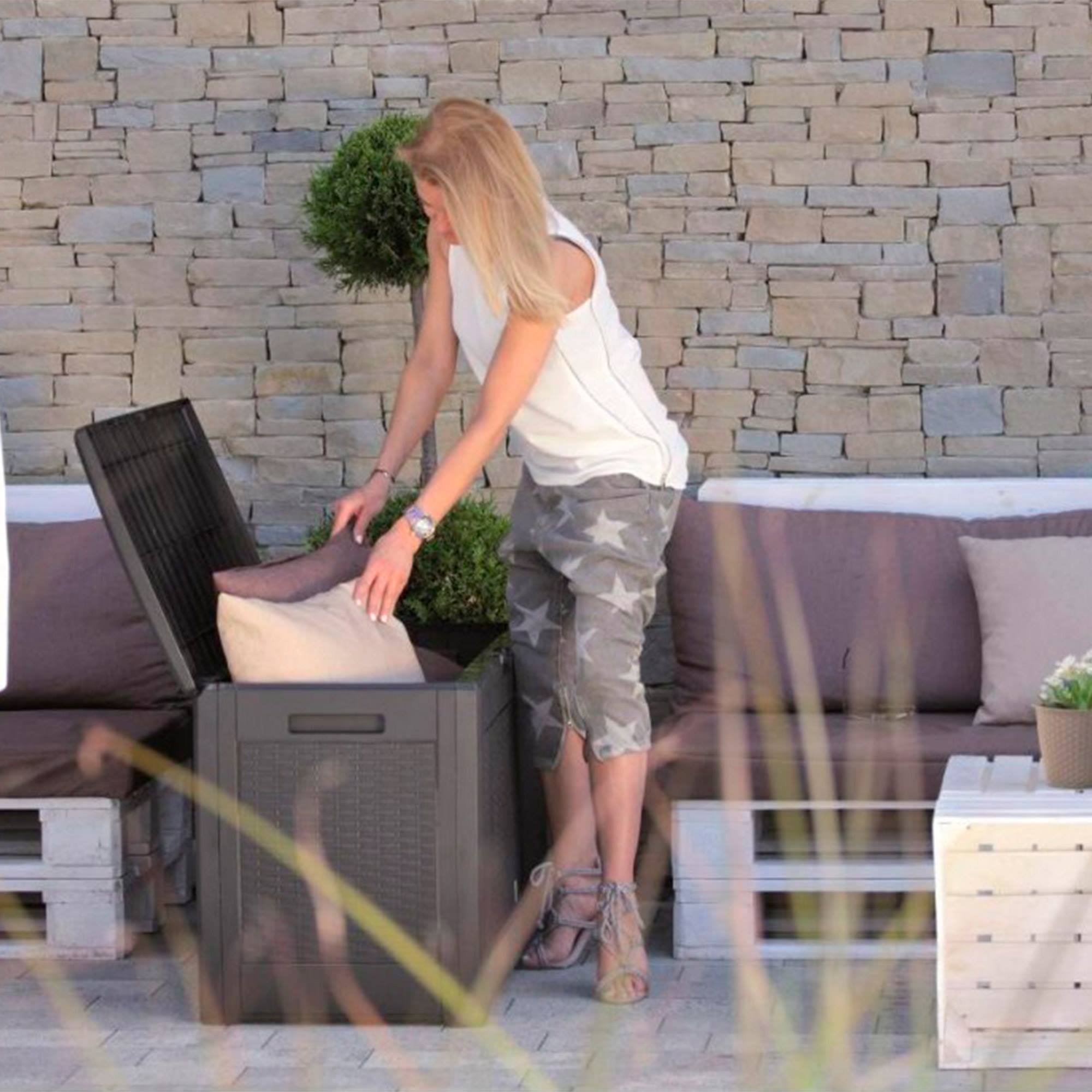 Baúl de jardín exterior 290L Antracita 114x47x59,4 cm - 4