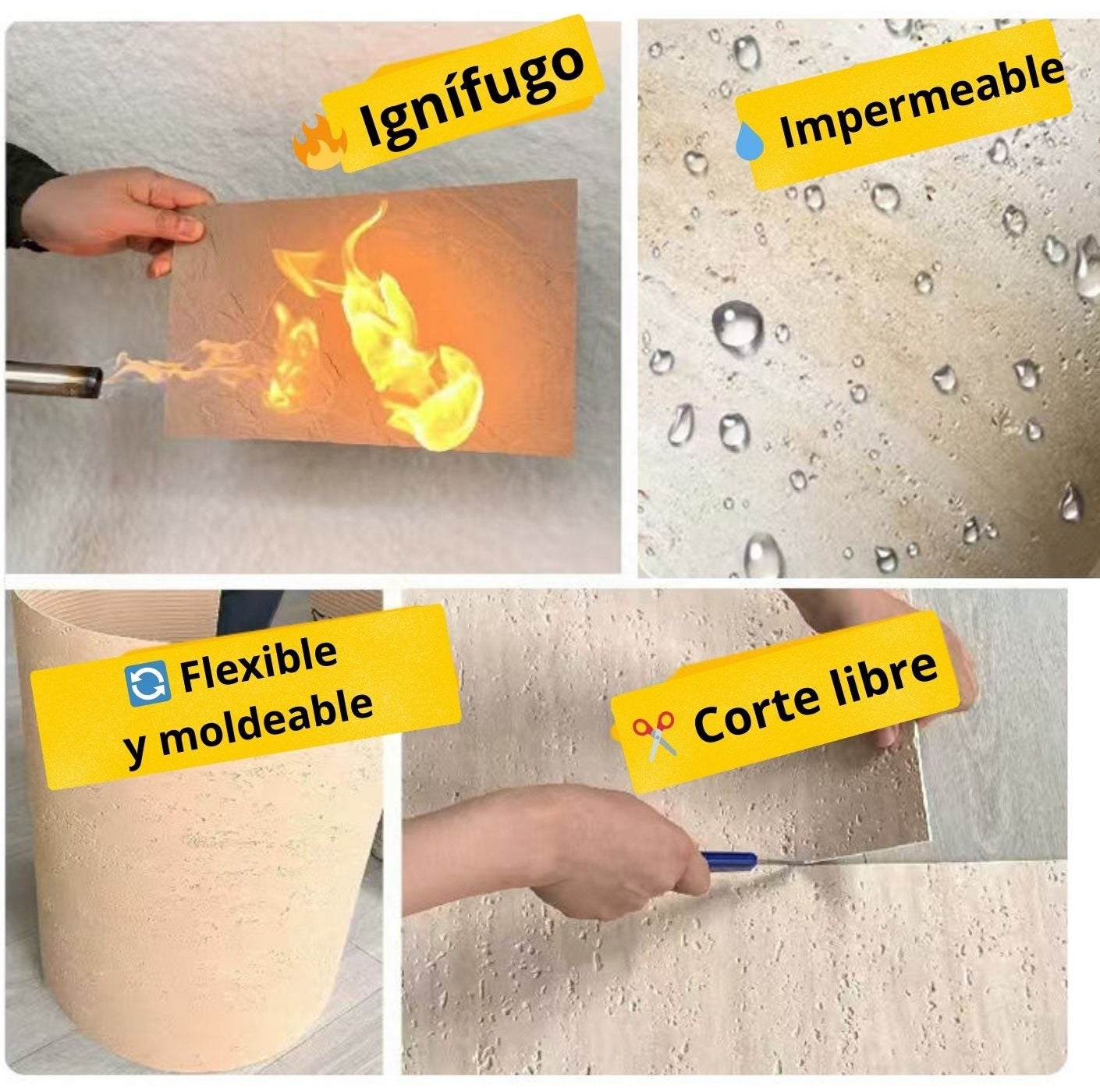 Panel mural de piedra natural flexible, efecto mármol GRIS, 60x120, 10 pzas (7,2 m2) - 3