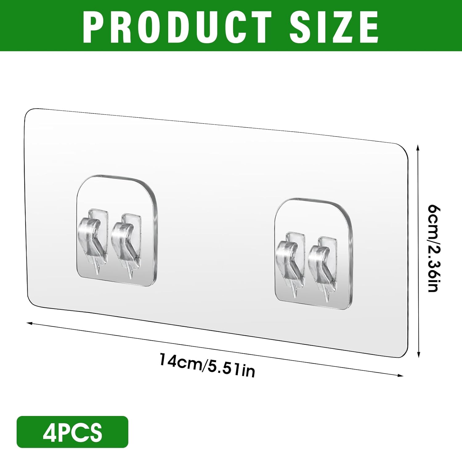 Confezione da 4 ganci adesivi di ricambio per mensole, ganci da parete impermeabili per il bagno, ganci per appendere senza forare - 2