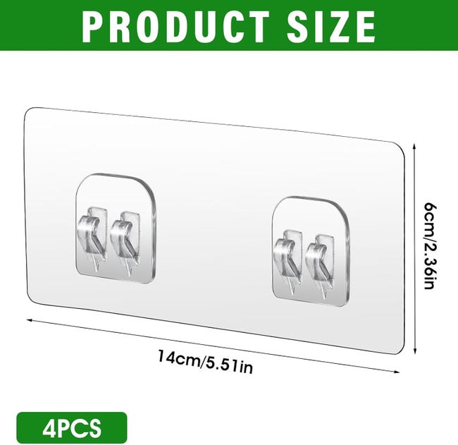 WLLHYF Confezione da 4 ganci adesivi di ricabio resistenti adesivi per WLLHYF Confezione da 4 ganci adesivi di ricabio resistenti adesivi per