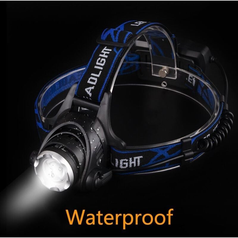 Lampe Frontale LED Puissante Rechargeable Torche Frontale Lampe Phare Orientable 3 Modes LED Frontale avec Câble USB et 2 Piles 18650 - 3