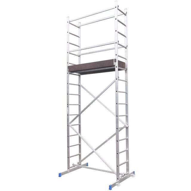 ETRA Échafaudage aluminium hauteur de travail 5 m 150 kg avec roulettes