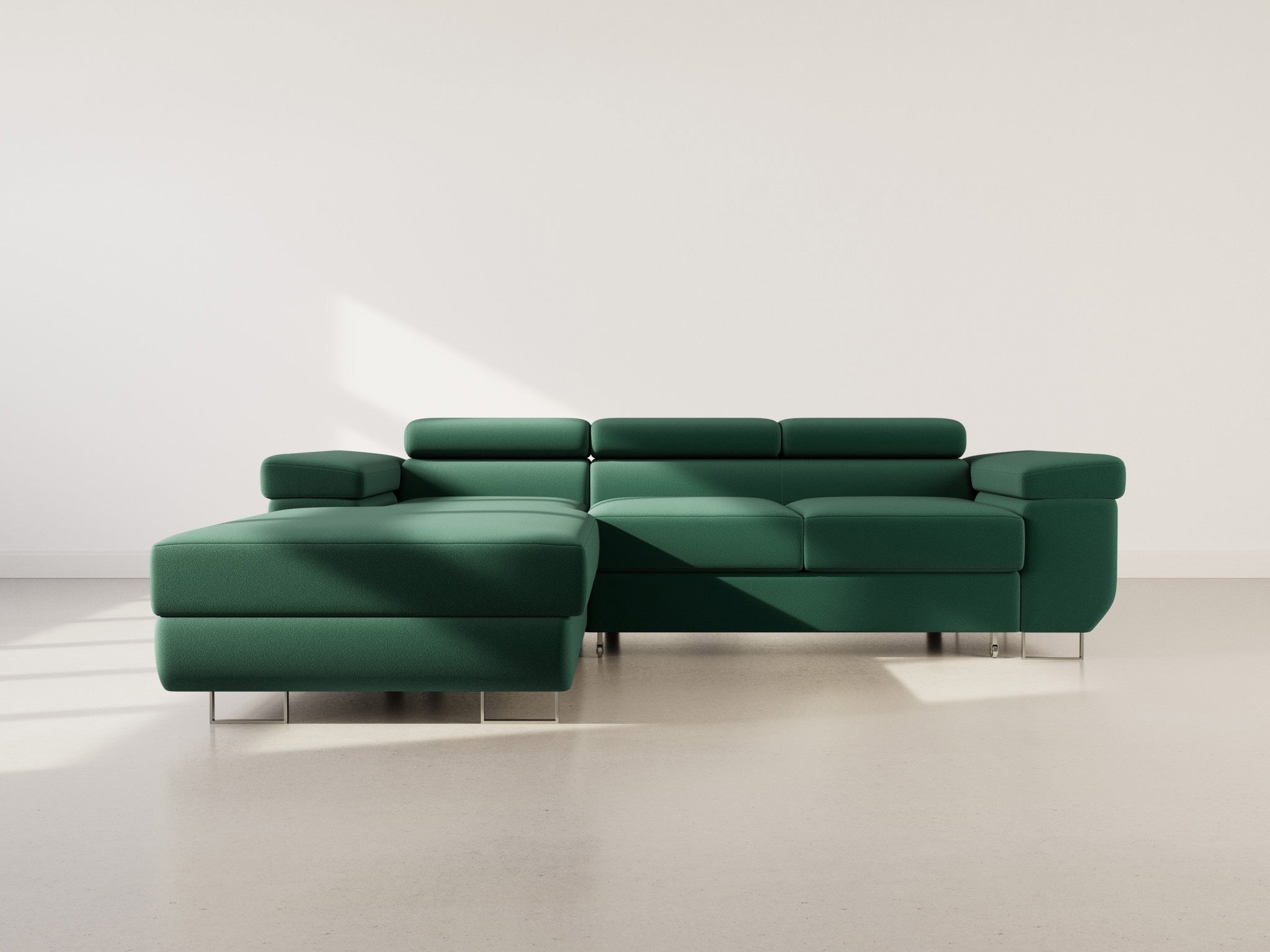 Canapé d'angle gauche convertible 6 places en velours vert - PABLO - Best Mobilier - 5